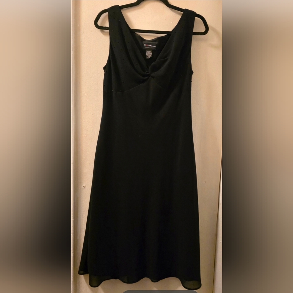 Axcess Y2K Baby Doll Dress Black Sheer Lined Elegant Black Sleeveless Sz 14 LBD